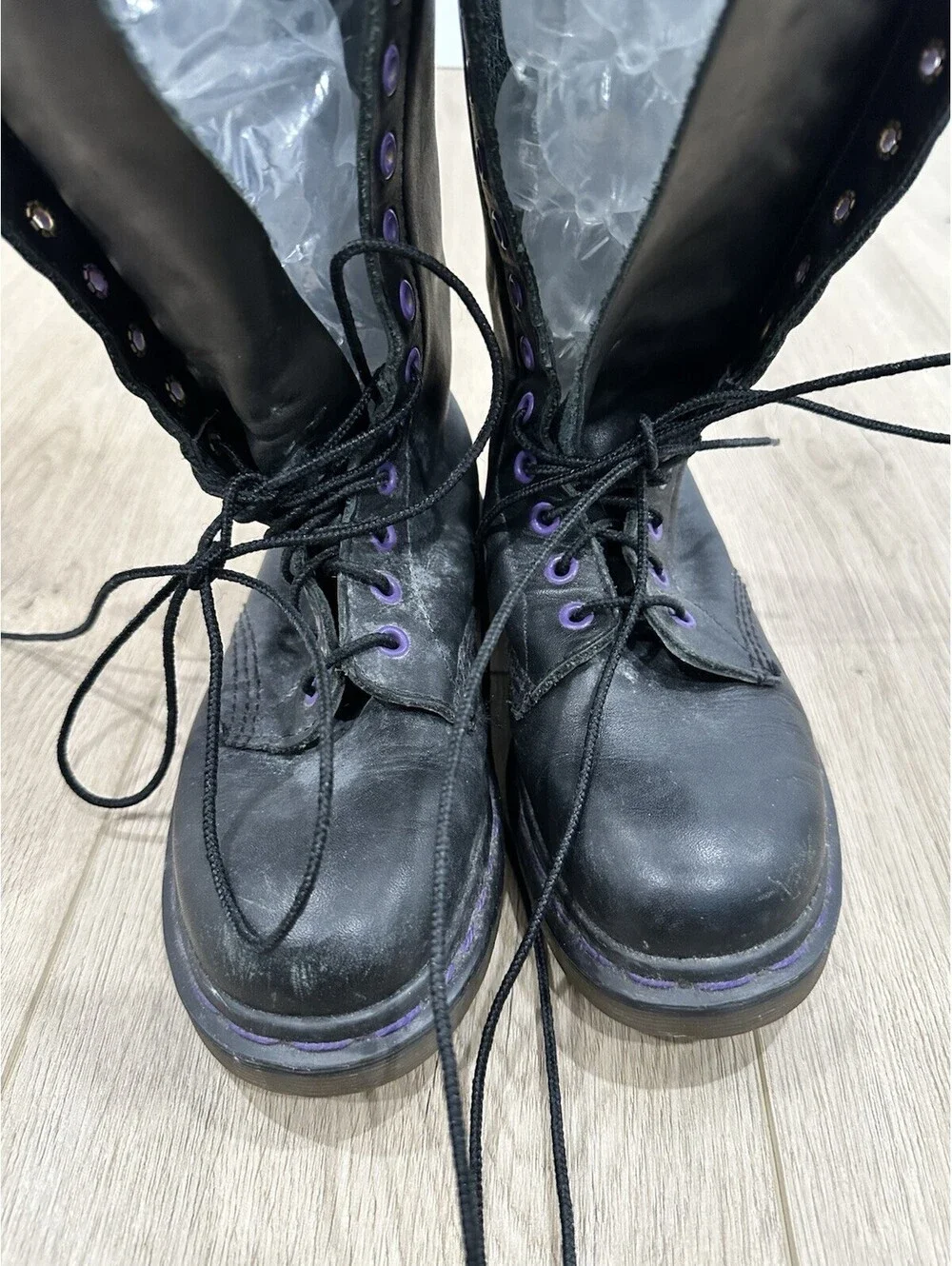 Doc Dr. Martens 14 Eye Boots Women's Size 4 Black Leather Combat England